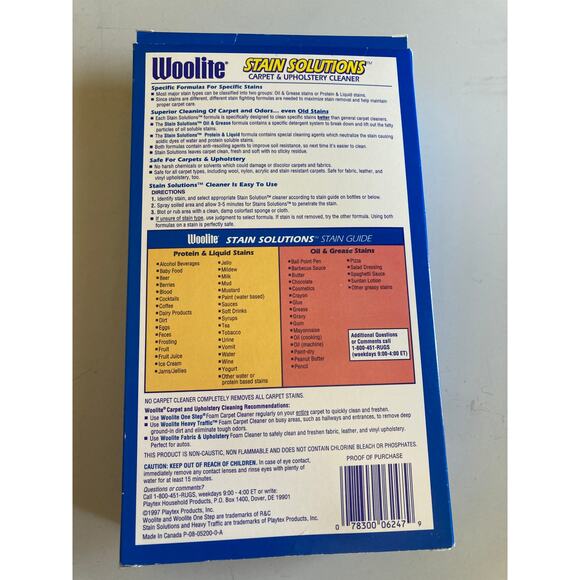 Vintage 1997 Woolite Stain Solutions Liquid Carpet Cleaner Sprays - Picture 2 of 3